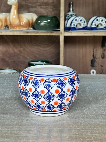 Floral Pot (नीला फूलदार ढक्कन पॉट) — decor for sale at Janki Vatika plant nursery, Talawali Chanda, Indore — Ceramic Homeware