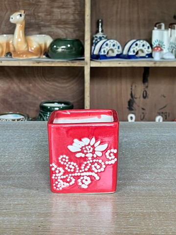 Square Relief Planter (लाल चौकोर प्लांटर) — planter for sale at Janki Vatika plant nursery, Talawali Chanda, Indore — Ceramic Planters